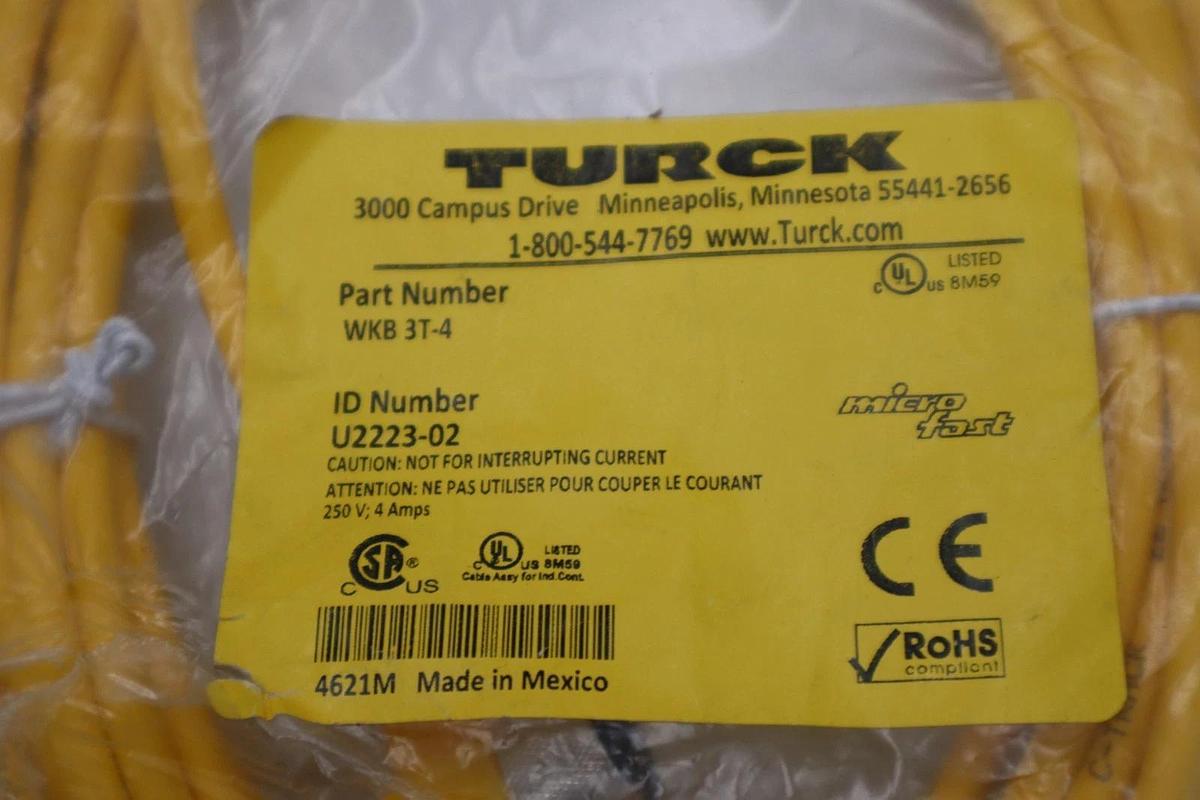 NEW TURCK WKB 3T-4-WSB 3T/S90 Connecting Cable Genuine STOCK H1540