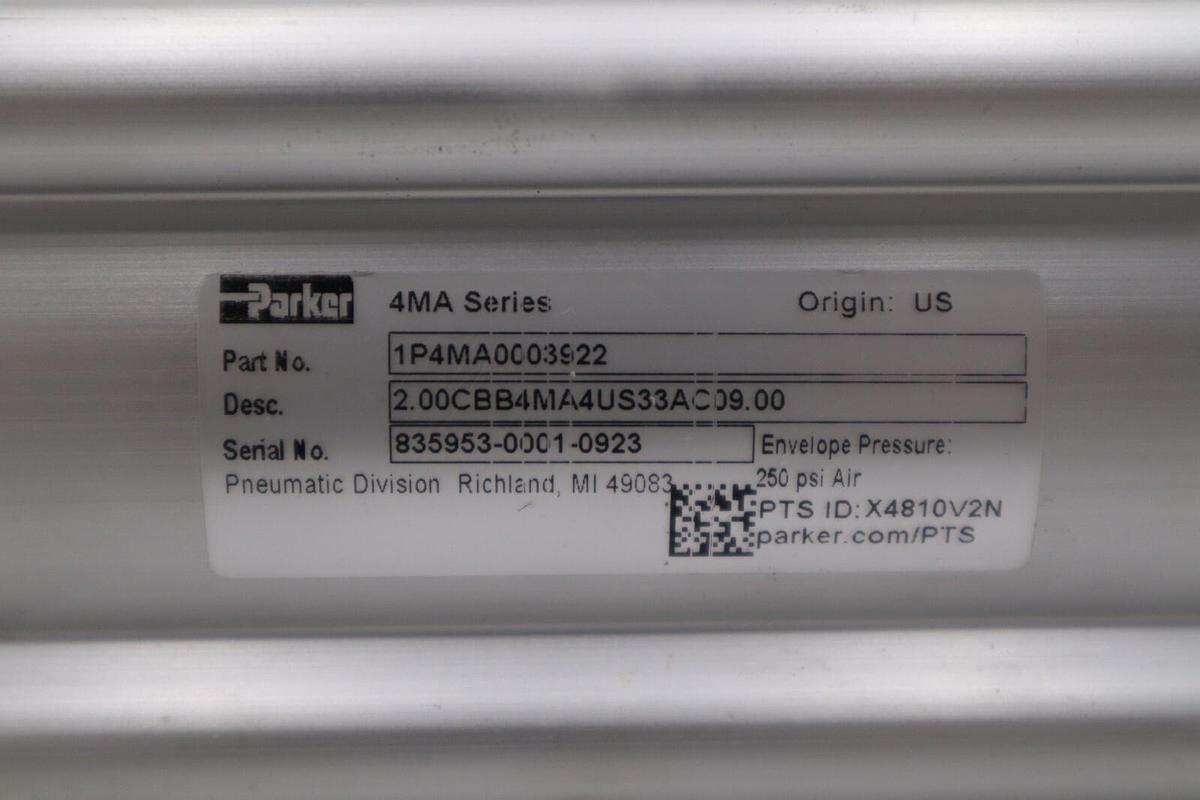 PARKER 1P4MA0003922 4MA SERIES TIE ROD PNEUMATIC CYLINDER AIR SERVICE STK H1195