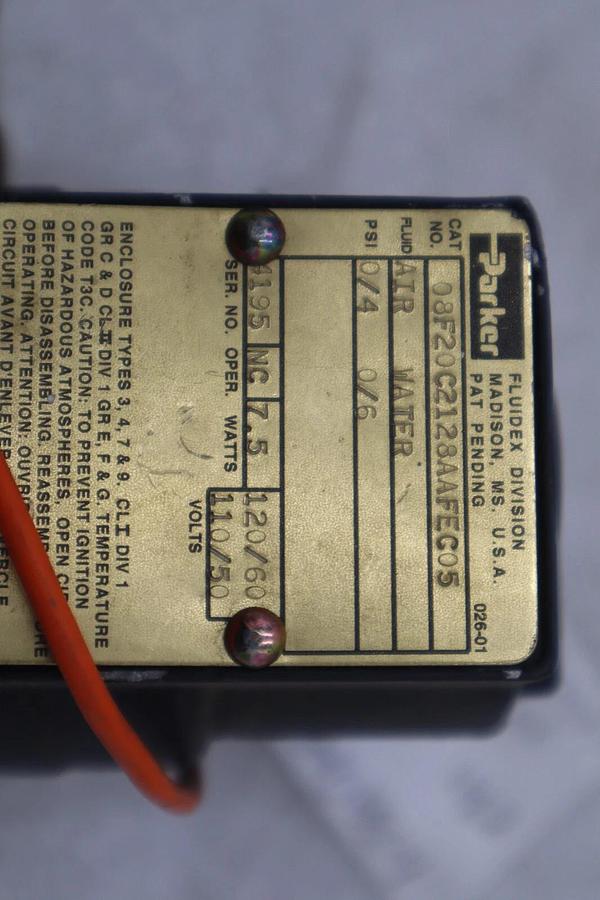 PARKER 08F20C2128AAFEC05 110/120V 0/4 0/6 PSI AIR WATER STOCK K-3573