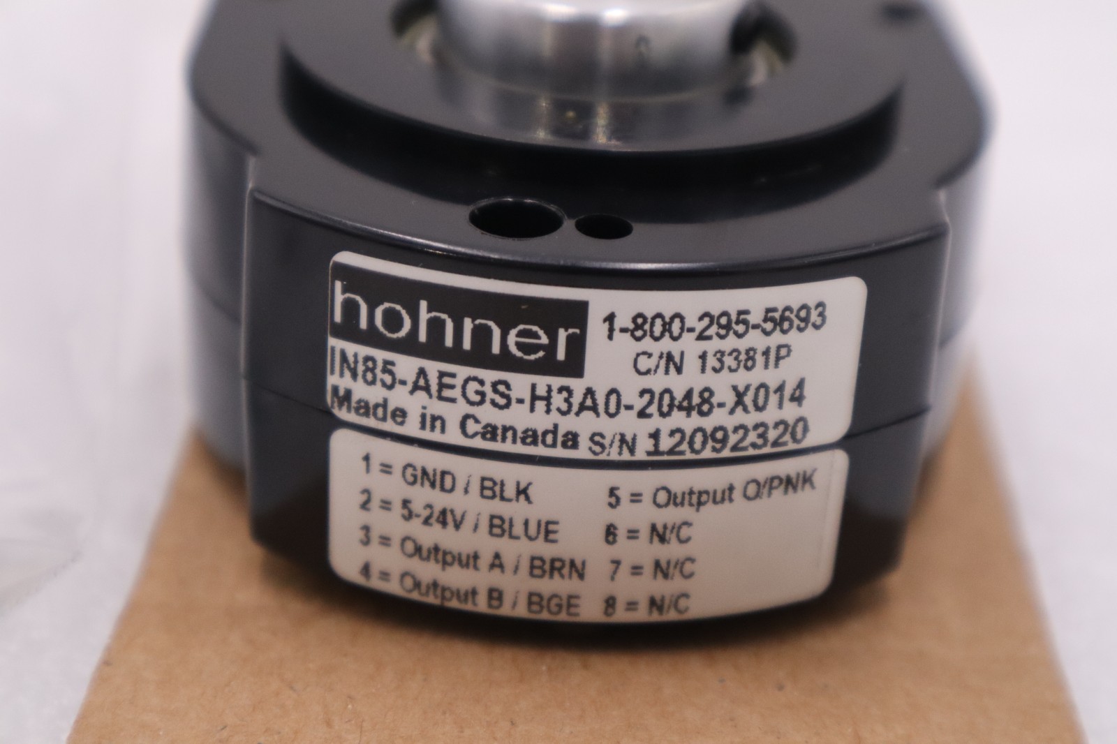 Used HOHNER IN85-AEGS-H3A0-2048-X014 ENCODER 5/8IN 2048PPR STOCK H1444A