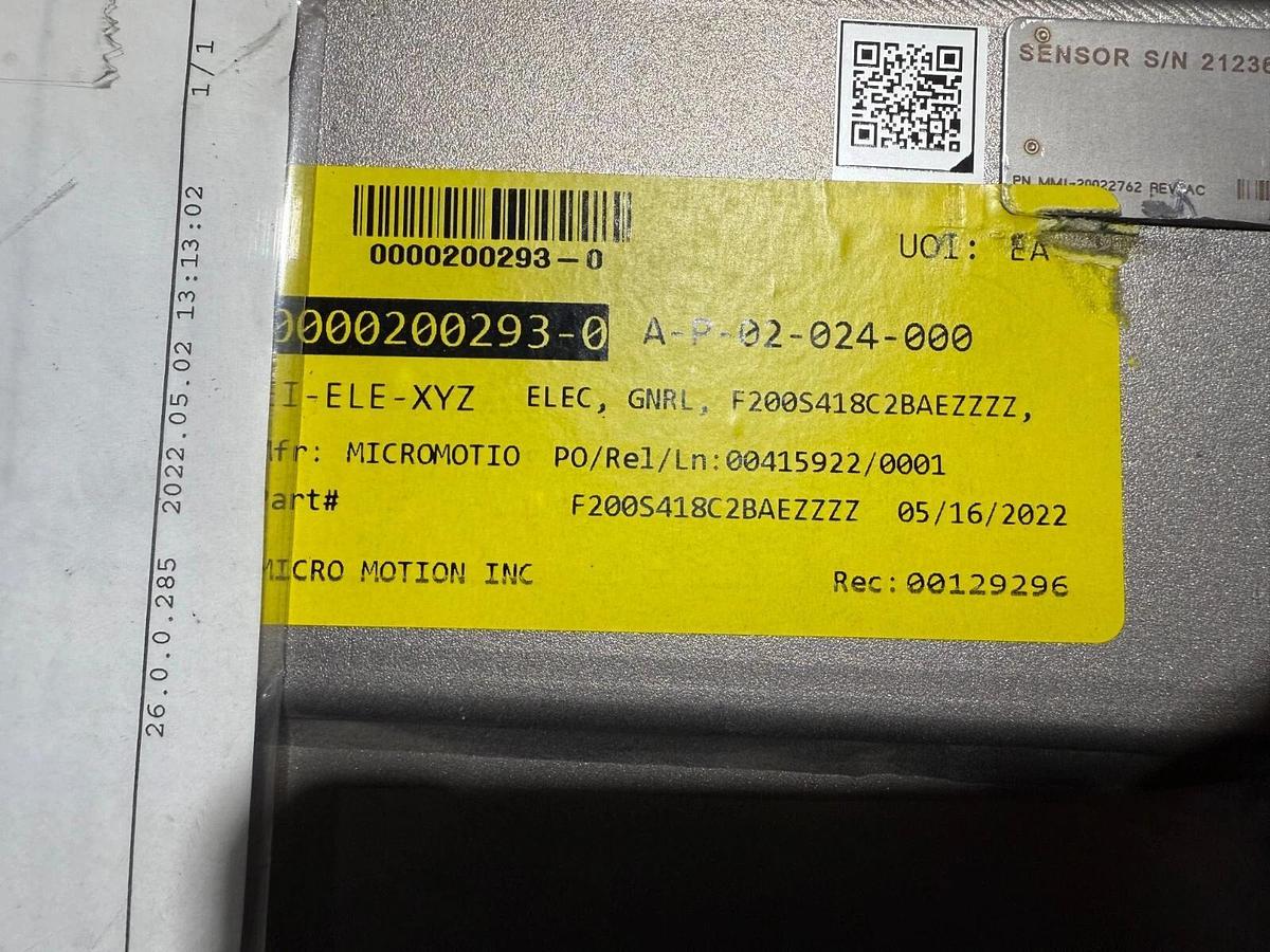 NEW 2" 150# Micro Motion F200 F200S418C2BAEZZZZ Flow Sensor MFG. 2022 STOCK GS5