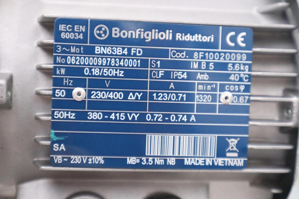 Used NEW BONFIGLIOLI BN63B4 FD 0.18KW 1320 min/1 #H784