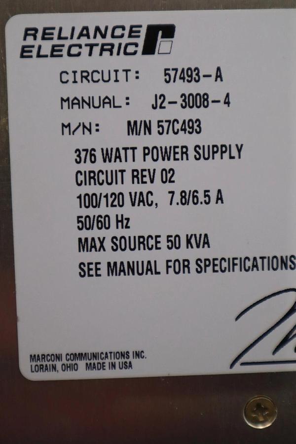 ABB Reliance Electric 57C493 Automax 376W Power Supply *NEW* STOCK G328