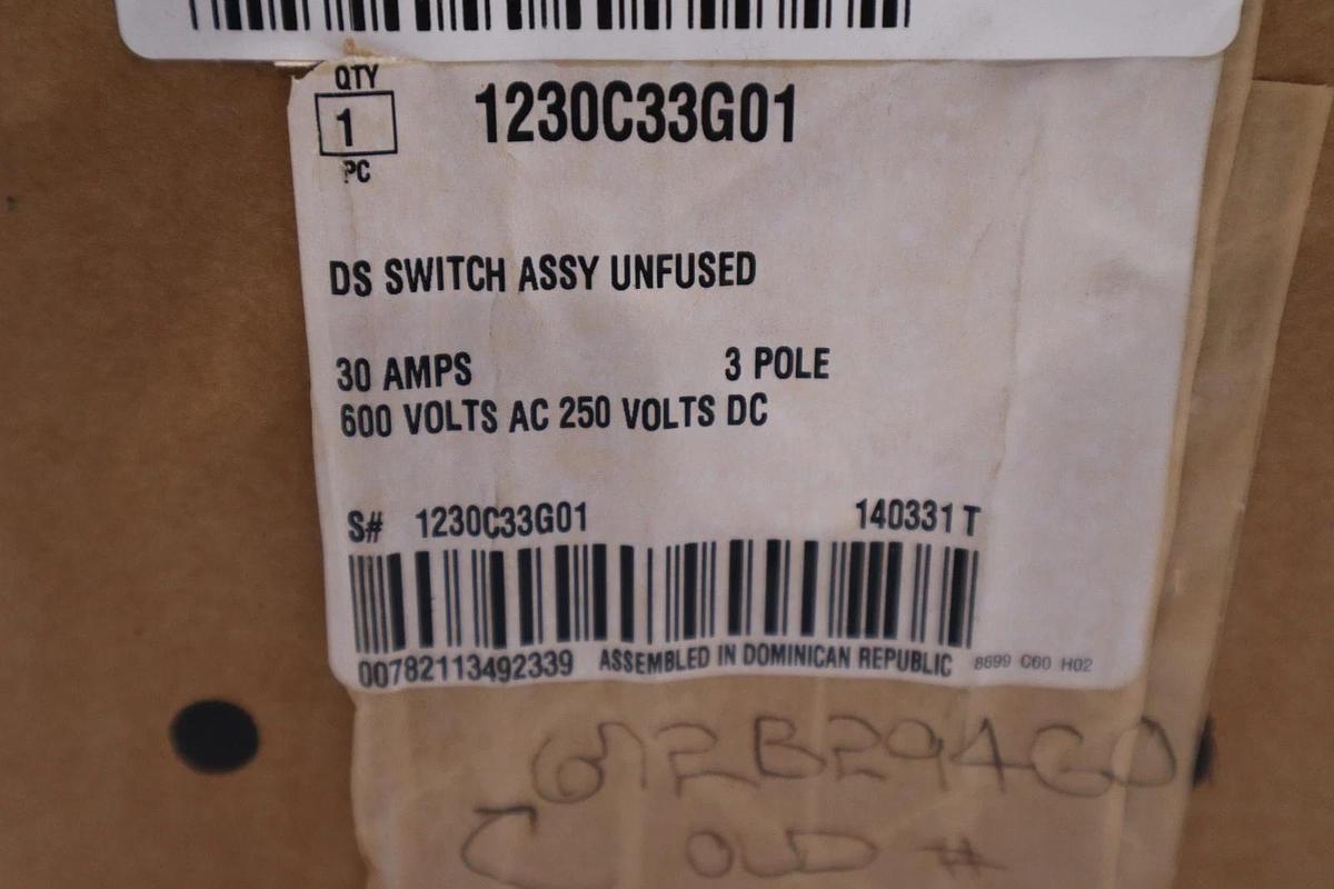 Used NEW WESTINGHOUSE TYPE DS DISCONNECT SWITCH 1230C33G01 STOCK CC176