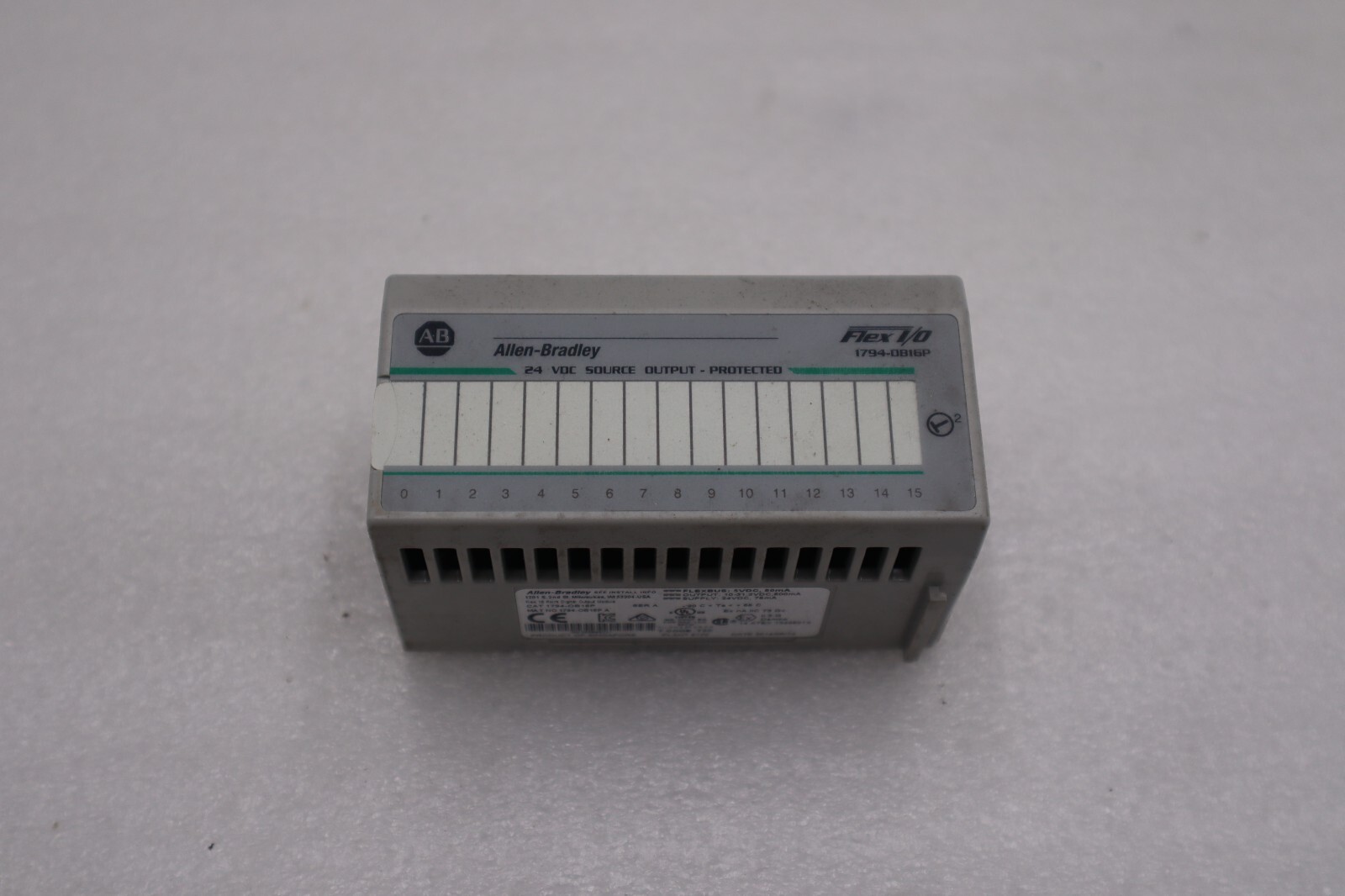 Used ALLEN BRADLEY 1794-OB16P SER A REV B01 SOURCE OUTPUT MODULE STOCK H136A