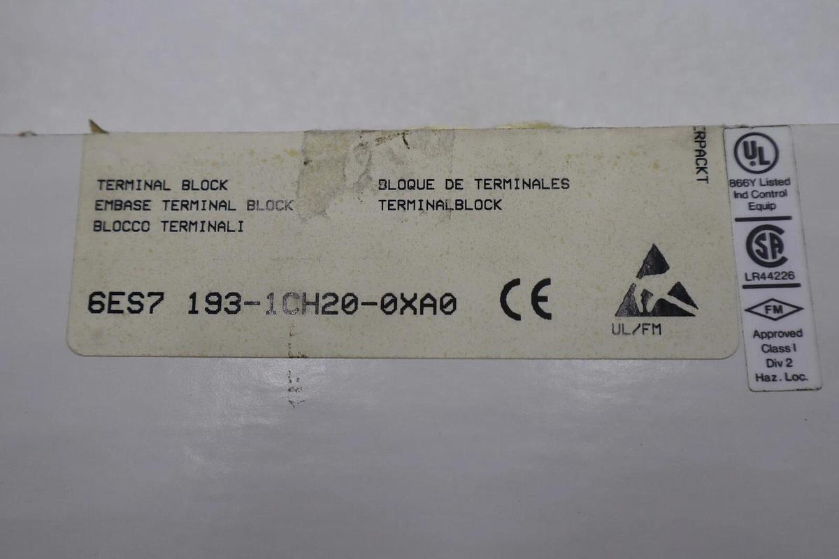 Used SIEMENS 6ES7 193-1CH20-0XA0 BLOCK TERMINAL MODULE STOCK 2015