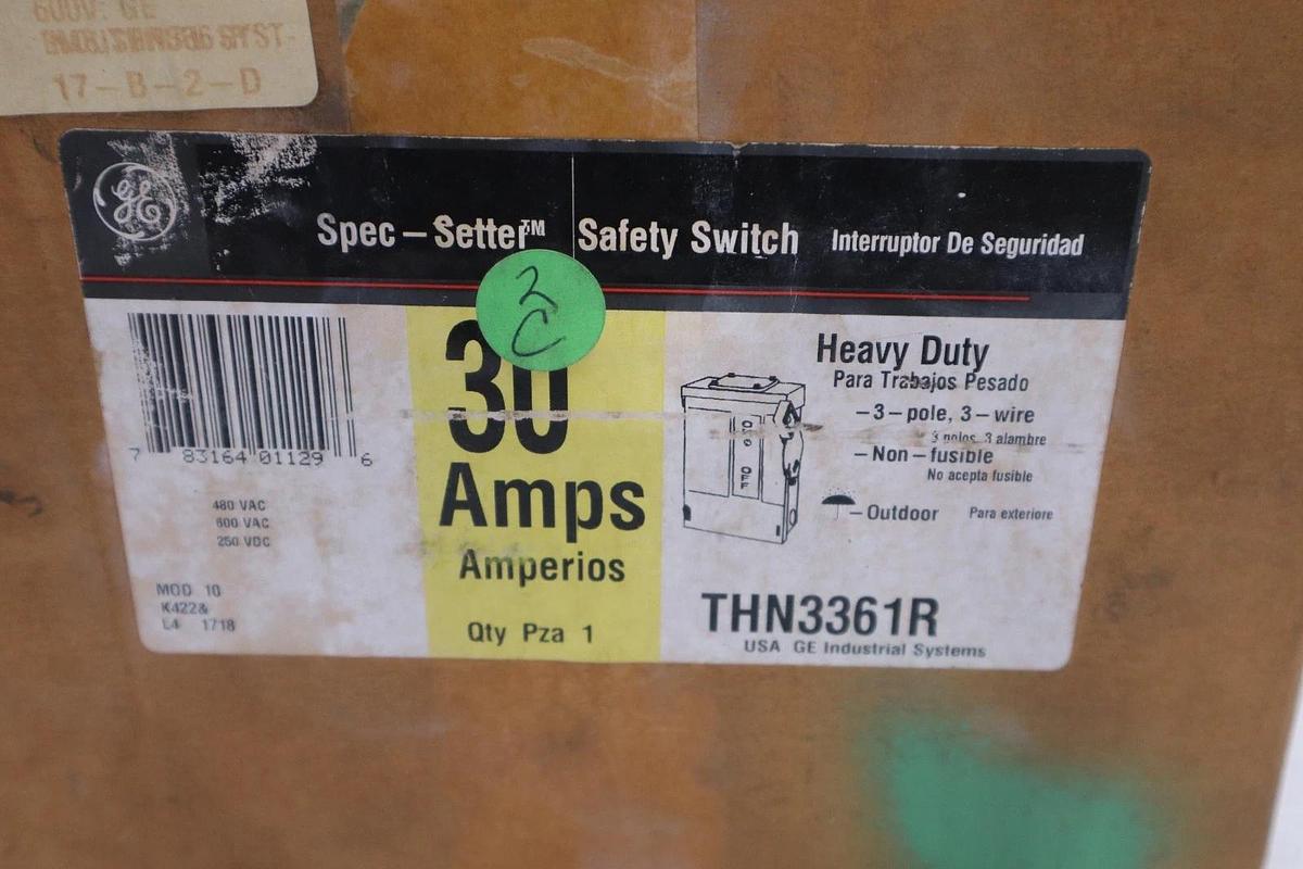 Used New GE THN3361R Heavy Duty Safety Disconnect Switch - STOCK 1702CC