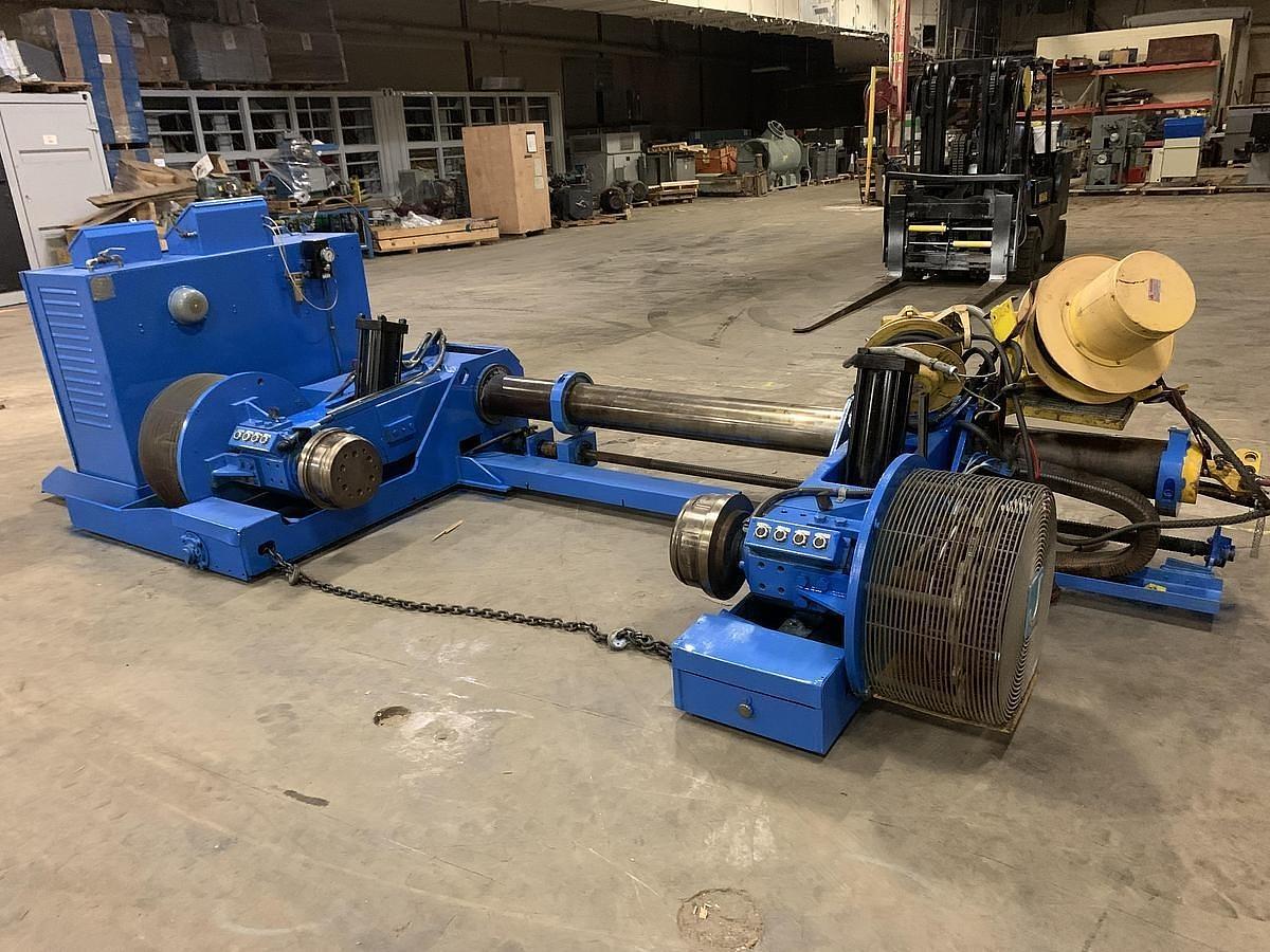 Used 65" JAGENBERG MODEL SE-18 SHAFTLESS FLOOR PICK UP UNWIND STAND 72" ROLL DIAMETER
