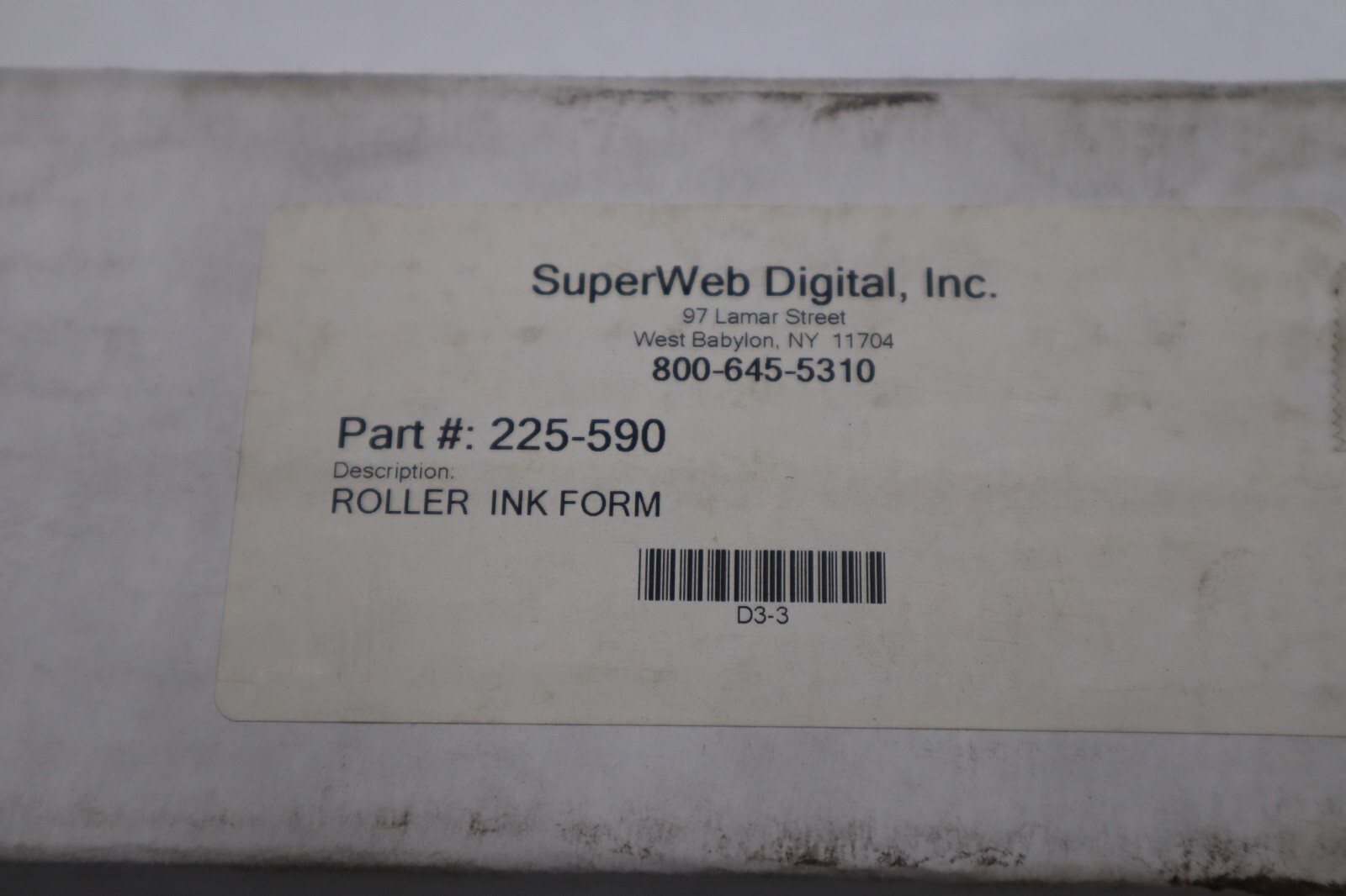 NEW SUPERWEB INK DISTRIBUTOR ROLLER PART 225-590 STOCK W-42