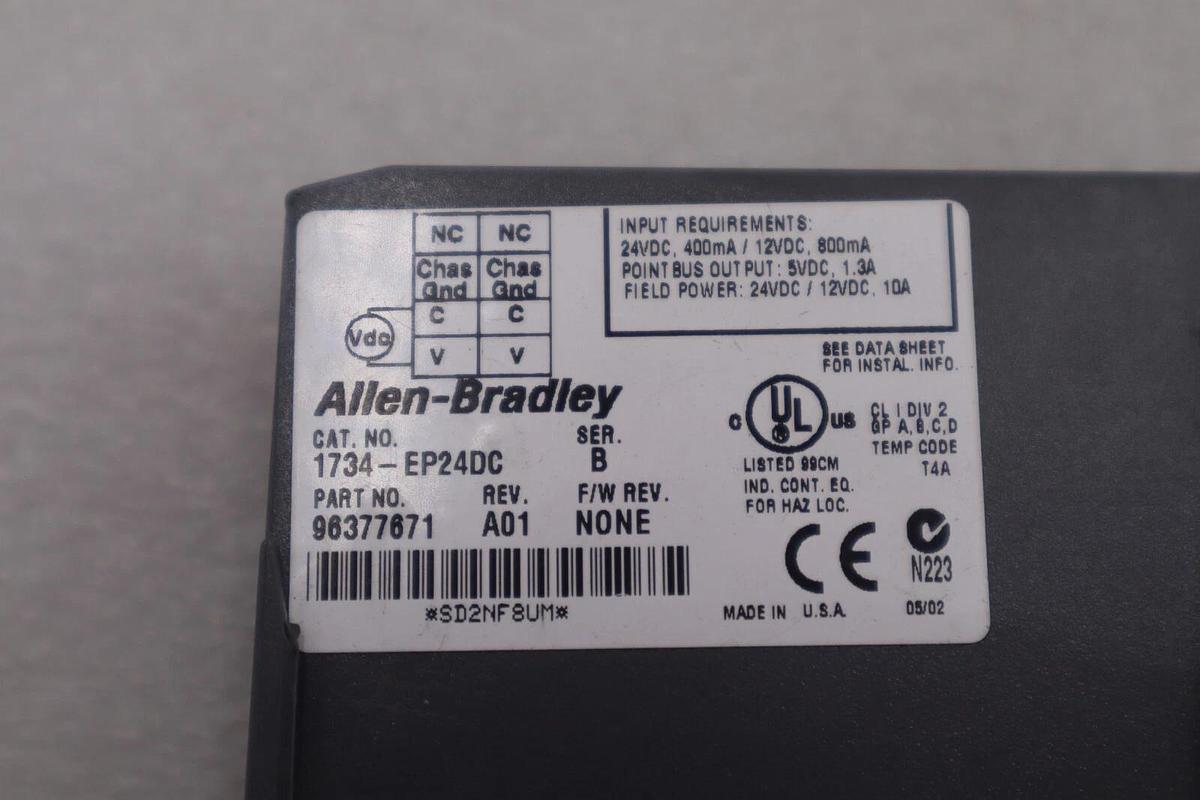 Used Allen Bradley 1734-EP24DC /B POINT I/O 24VDC #K-2248