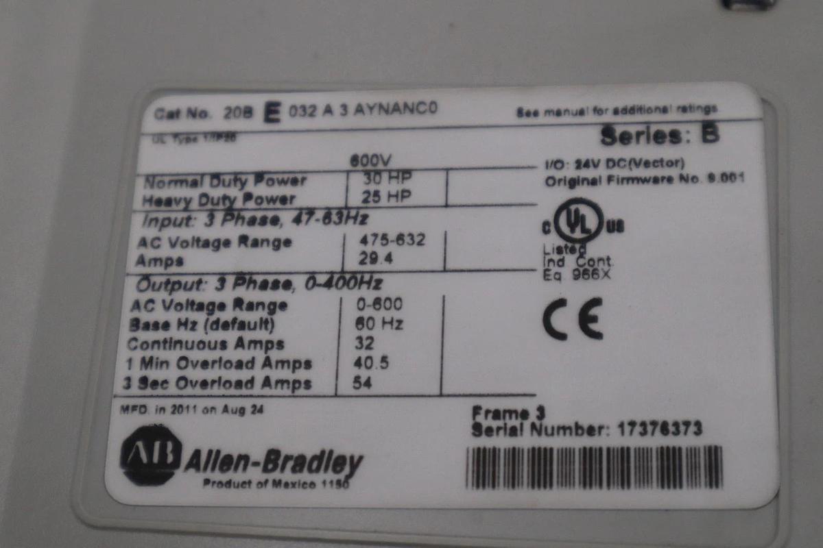 Used 30HP 20BE032A3AYNANC0 PowerFlex 70 Allen Bradley Drive VFD Stock SGF-82