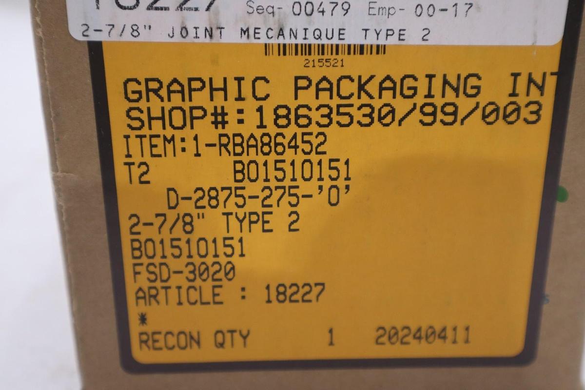 JOHN CRANE FSD-3020 2-7/8" TYPE 2 - NEW IN BOX - STOCK GF942