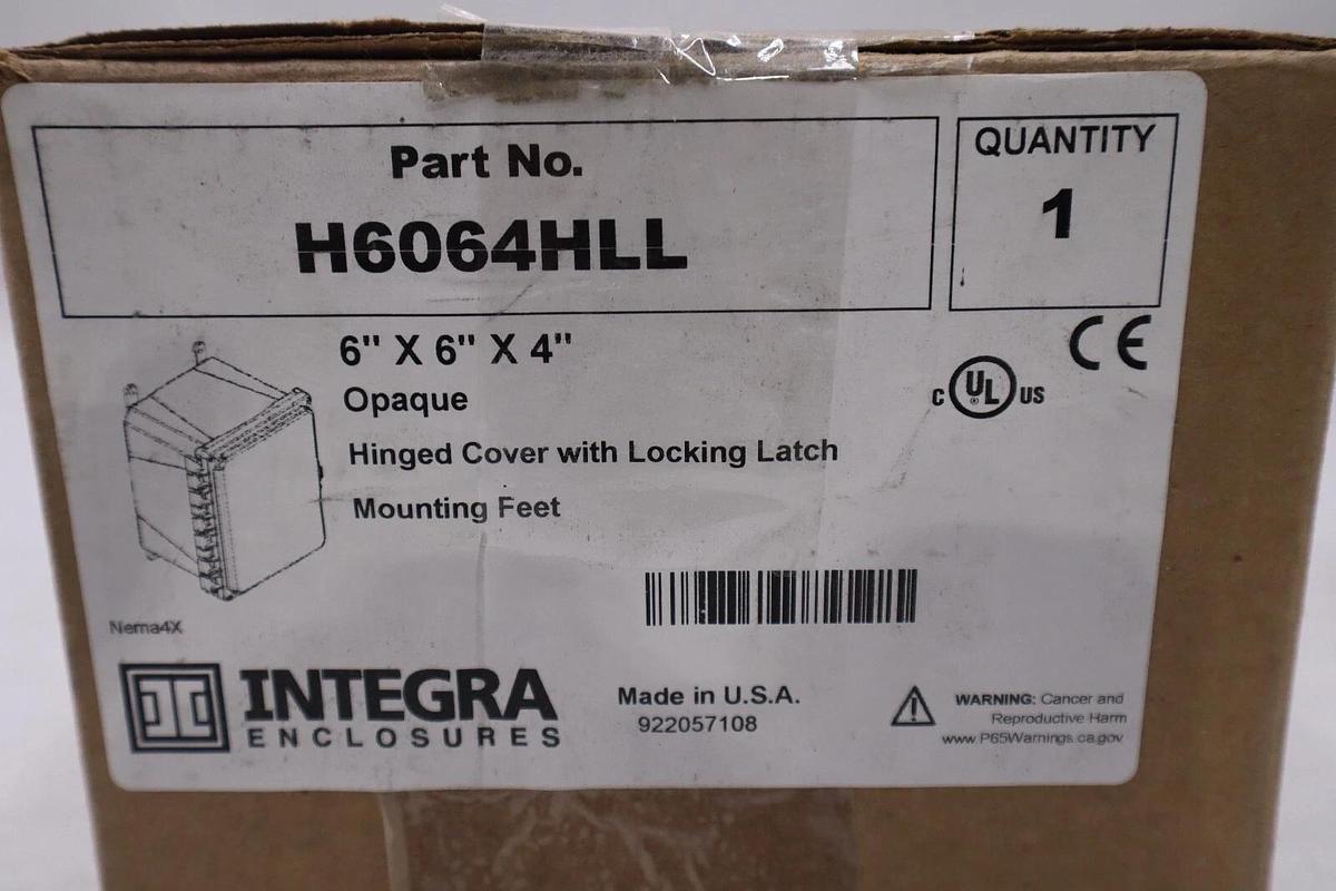 Used NEW INTEGRA ENCLOSURES H6064HLL ENCLOSURE WITH HINGE OPAQUE STOCK H146