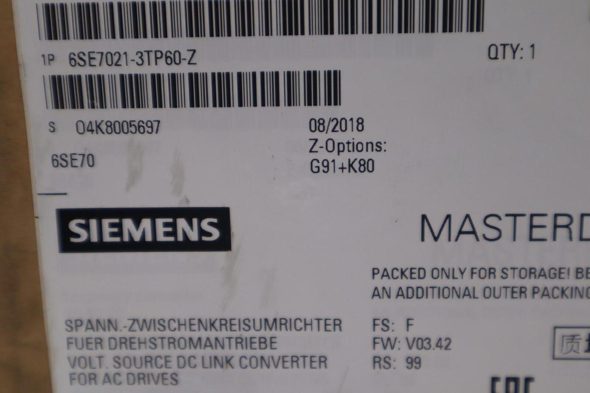 Used NEW SIEMENS 6SE7021-3TP60-Z AC DRIVE SIMOVERT MASTERDRIVE VECTOR CONTROL #5137