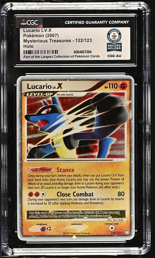 Used 2007 Pokemon D&P Mysterious Treasures Lucario Lv.X Holo #122 CGC WORLD RECORD