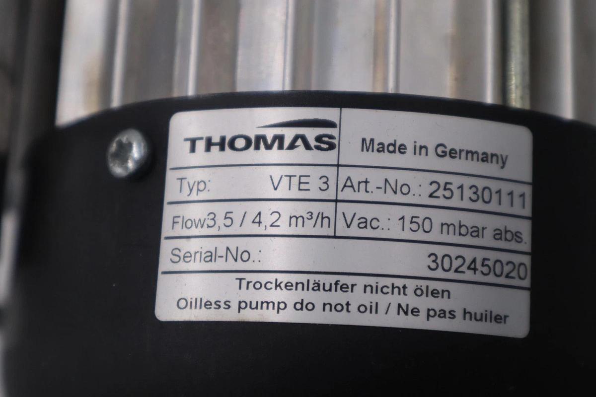 Used NEW THOMAS VTE 3 ART NO 25130111 / SER 30245020 VACUUM PUMP STOCK 5370