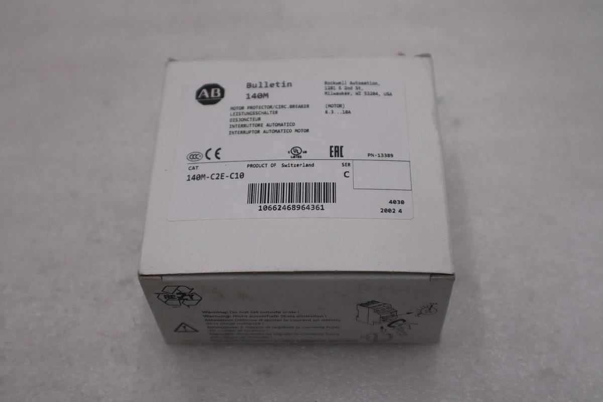 New OPEN BOX ALLEN BRADLEY AB 140M-C2E-C10 Circuit Breaker 140MC2EC10 STK GF769A