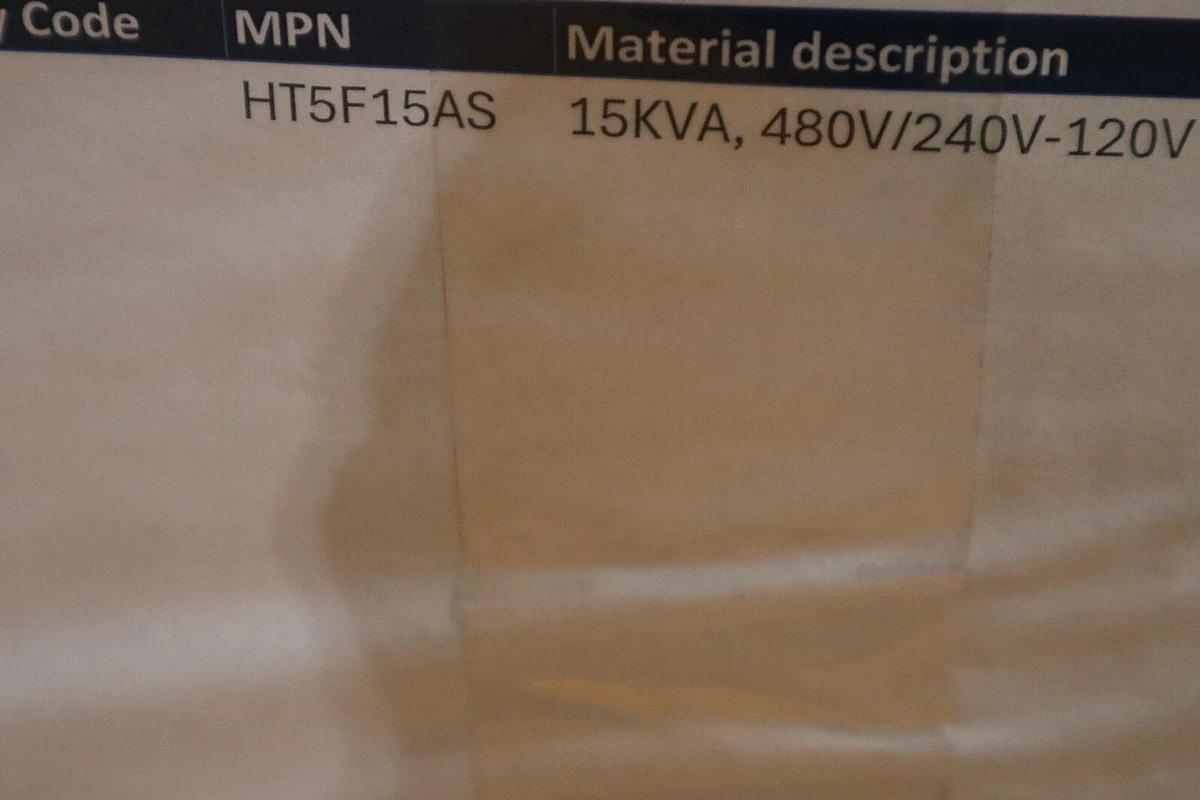 EGS SOLA HEVI-DUTY 15 KVA 480D-240DCT Cat #: HT5F15AS 480V 3PH NEW STOCK S-660