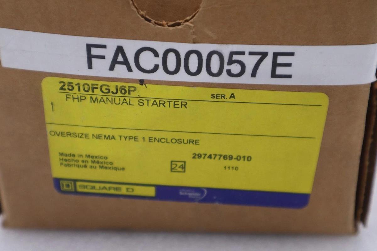 Used SCHNEIDER ELECTRIC SQUARE D 2510FGJ6P NEW IN BOX UNIT STOCK 3289A