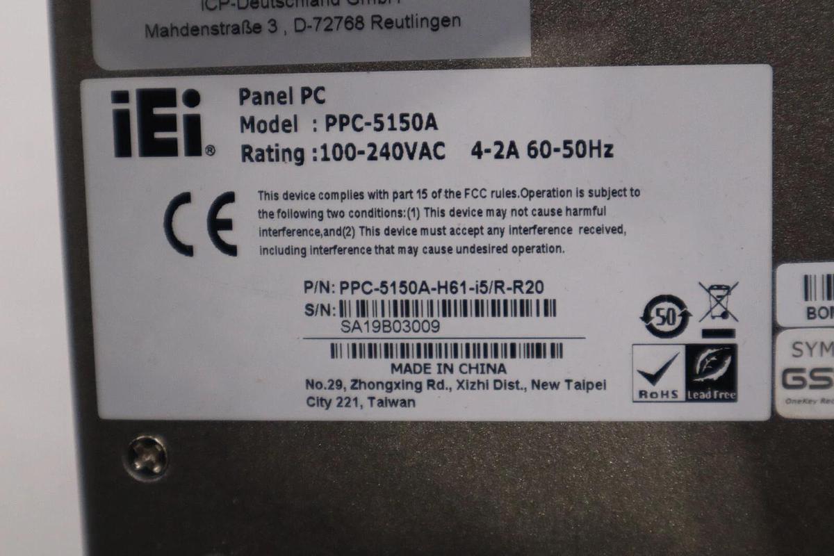 IEI INTEGRATION CORP PPC-5150A / PPC-5150A-H61-I5/R-R20 NEW WITH BOX STOCK H74