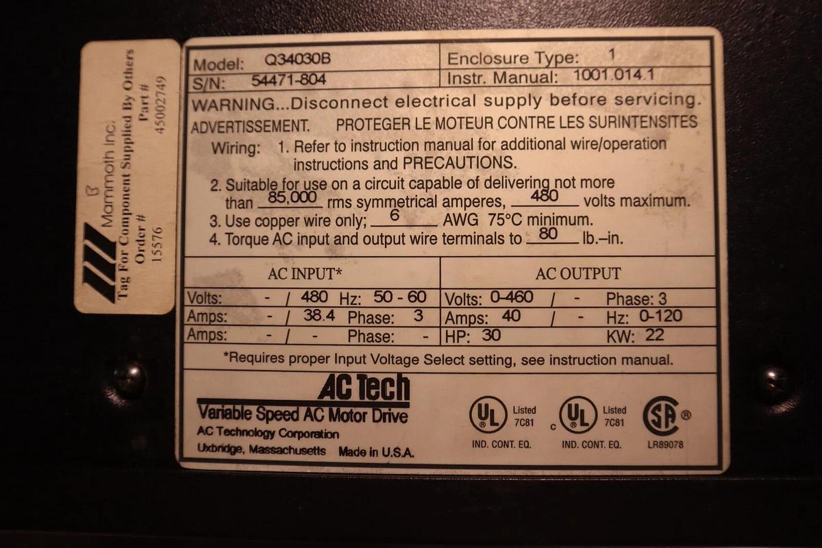 AC Tech Variable Speed AC Motor Drive Model Q34030B Type 1 New Open Box #601-A