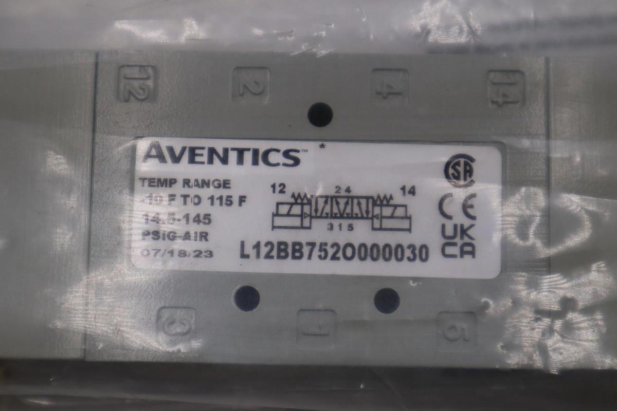 Used NEW OPEN BOX AVENTICS NUMATICS L12BB752O000030 100-120V 14.5-145PSI STK H1449A