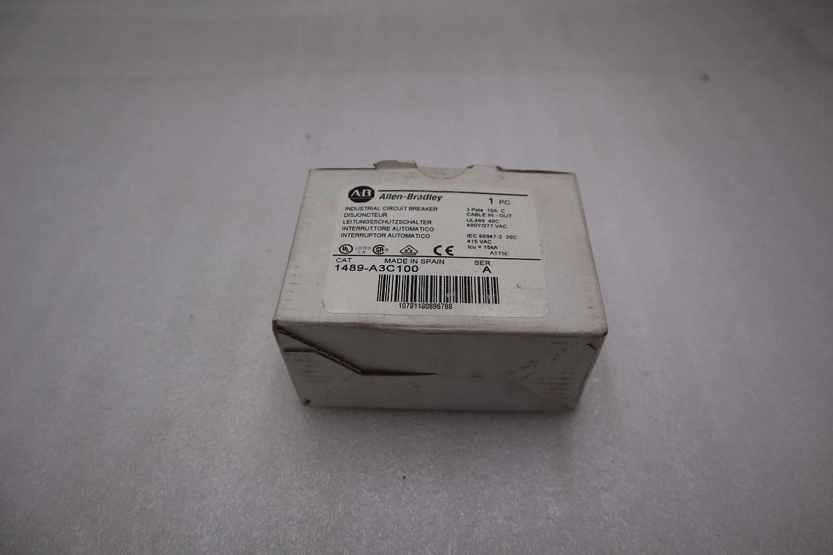 Used NEW IN BOX ALLEN BRADLEY 1489-A3C100 CIRCUIT BREAKER 3 POLE 10A STOCK H283A