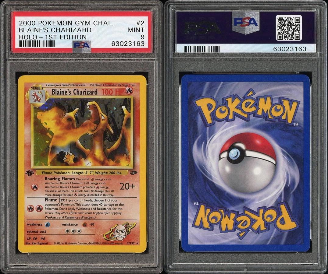 Used 2000 POKEMON GYM CHALLENGE HOLO-1ST EDITION #2 BLAINE'S CHARIZARD PSA 9