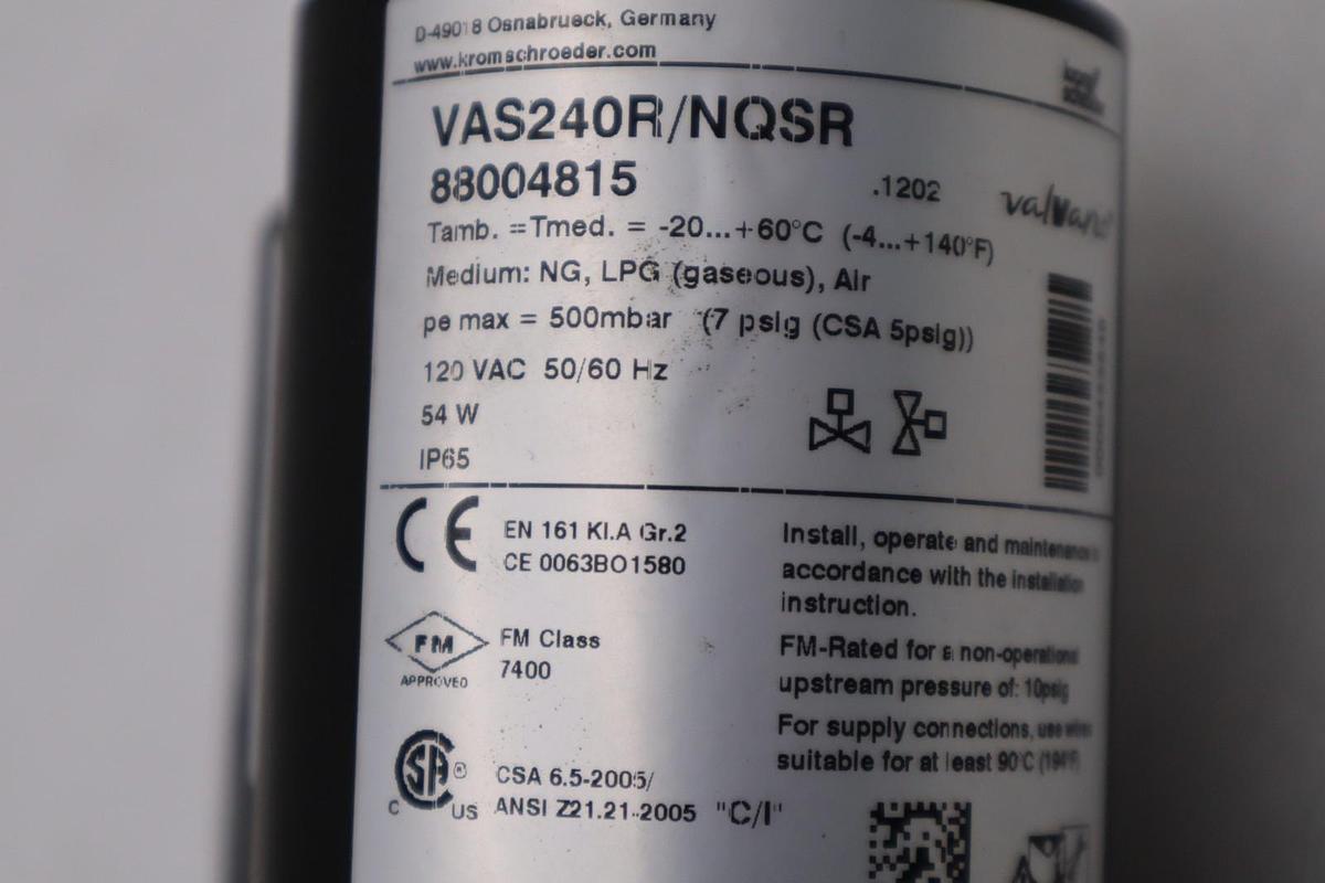 KROM SCHRODER VALVARIO 88004815 VAS240R/NQSR Gas Solenoid Valve STOCK H1124