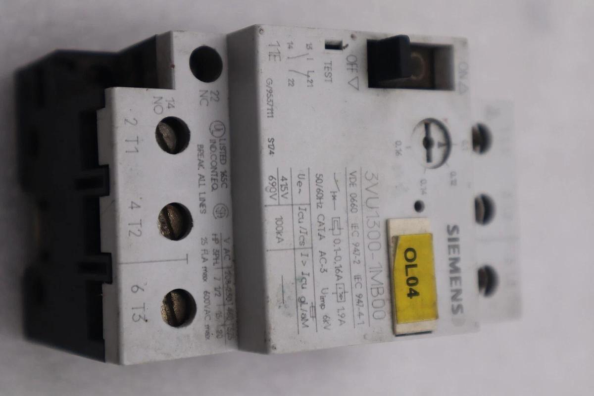 Used SIEMENS 3VU1300-1MB00 MANUAL MOTOR STARTER STOCK #K-3813