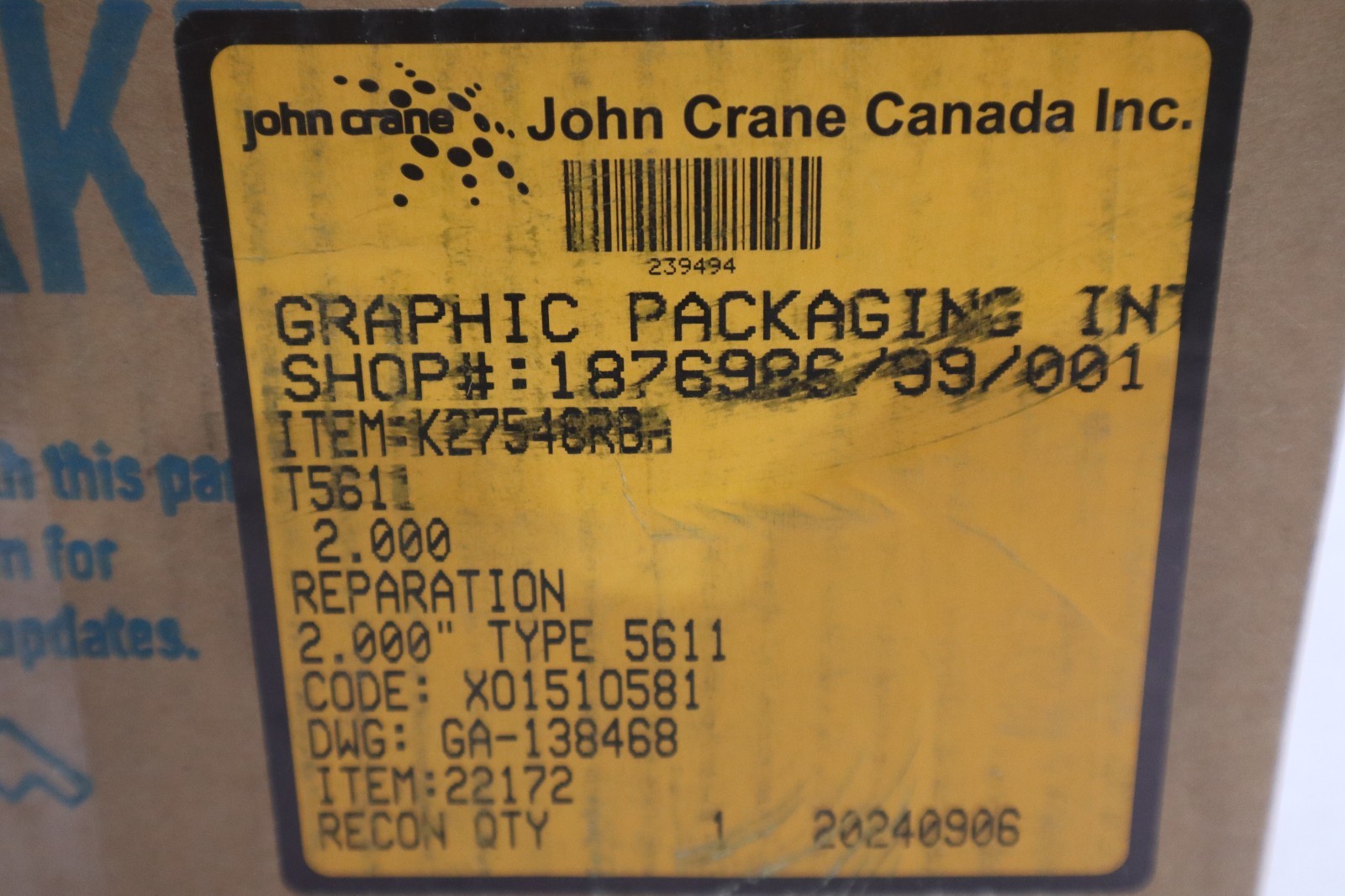 John Crane Seal Assembly 2" Type 5611 - New In Box - STOCK GF914