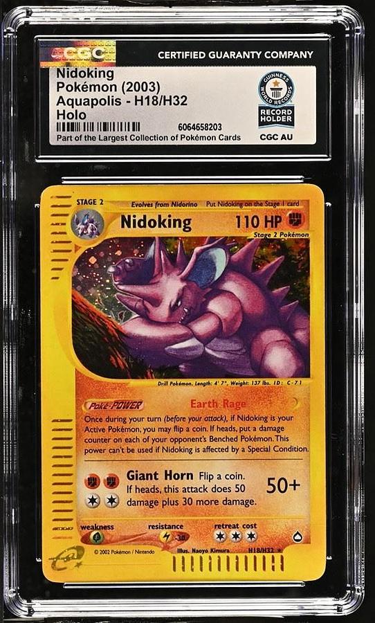 Used 2003 POKEMON AQUAPOLIS #H18 NIDOKING-HOLO CGC WORLD RECORD 1/1 WR SLAB