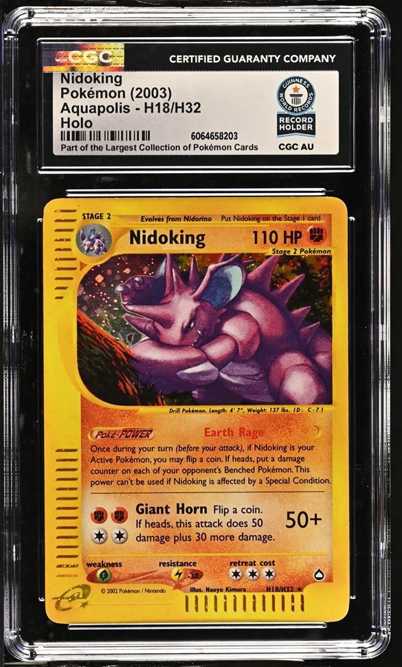 Used 2003 POKEMON AQUAPOLIS #H18 NIDOKING-HOLO CGC WORLD RECORD 1/1 WR SLAB