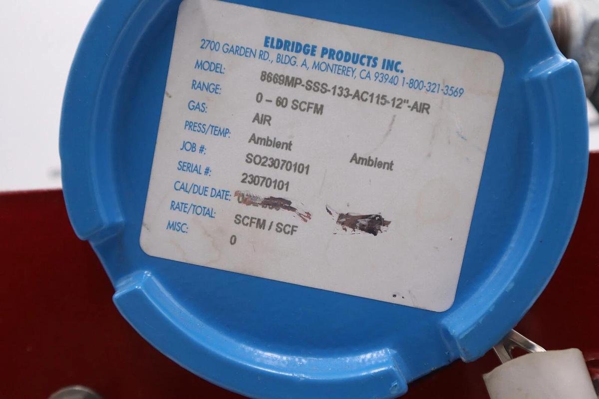 Used ELDRIDGE 8669MP-SSS-133-AC115 FLOW SENSOR METER FLOWMETER ASSEMBLY STOCK 2417