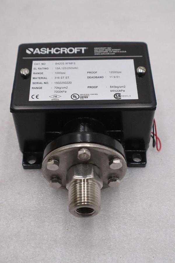Used ASHCROFT B420S XFMFS PRESSURE SWITCH 1000 PSI 15A 125/250VAC - STOCK GF91A