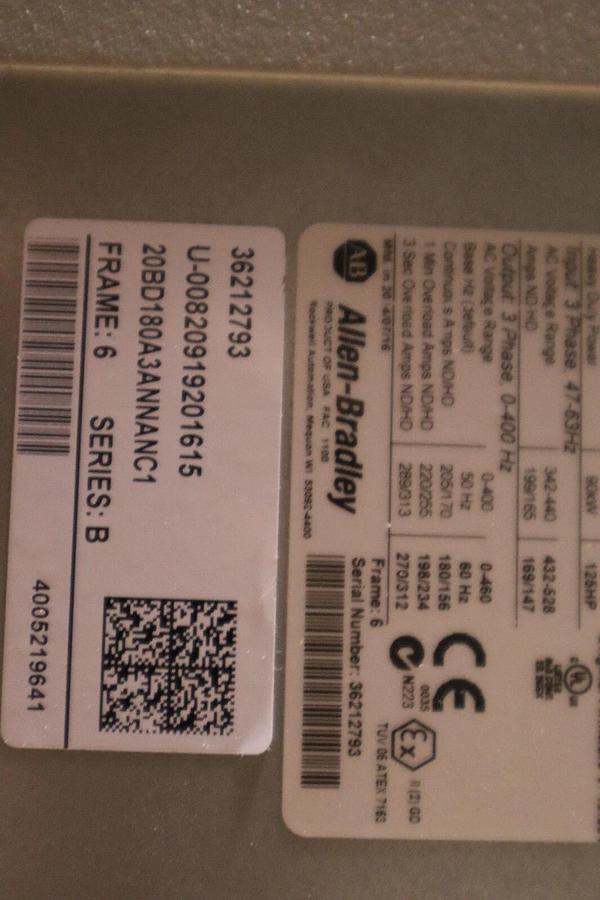 Used ALLEN BRADLEY 20BD180A3ANNANC1 POWERFLEX 700 DRIVE VFD 150 HP NEW UNIT #S-232