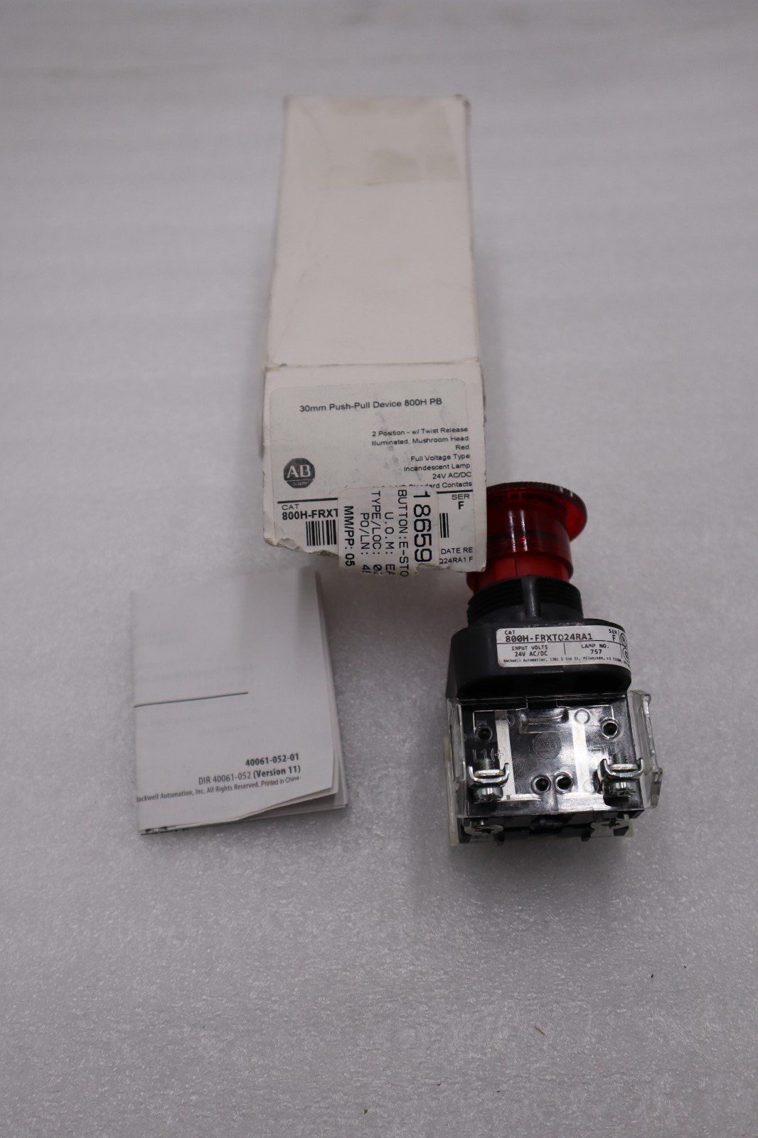 Allen-Bradley 800H-FRXTQ24RA1 Emergency Stop Pushbutton Switch STOCK H864A