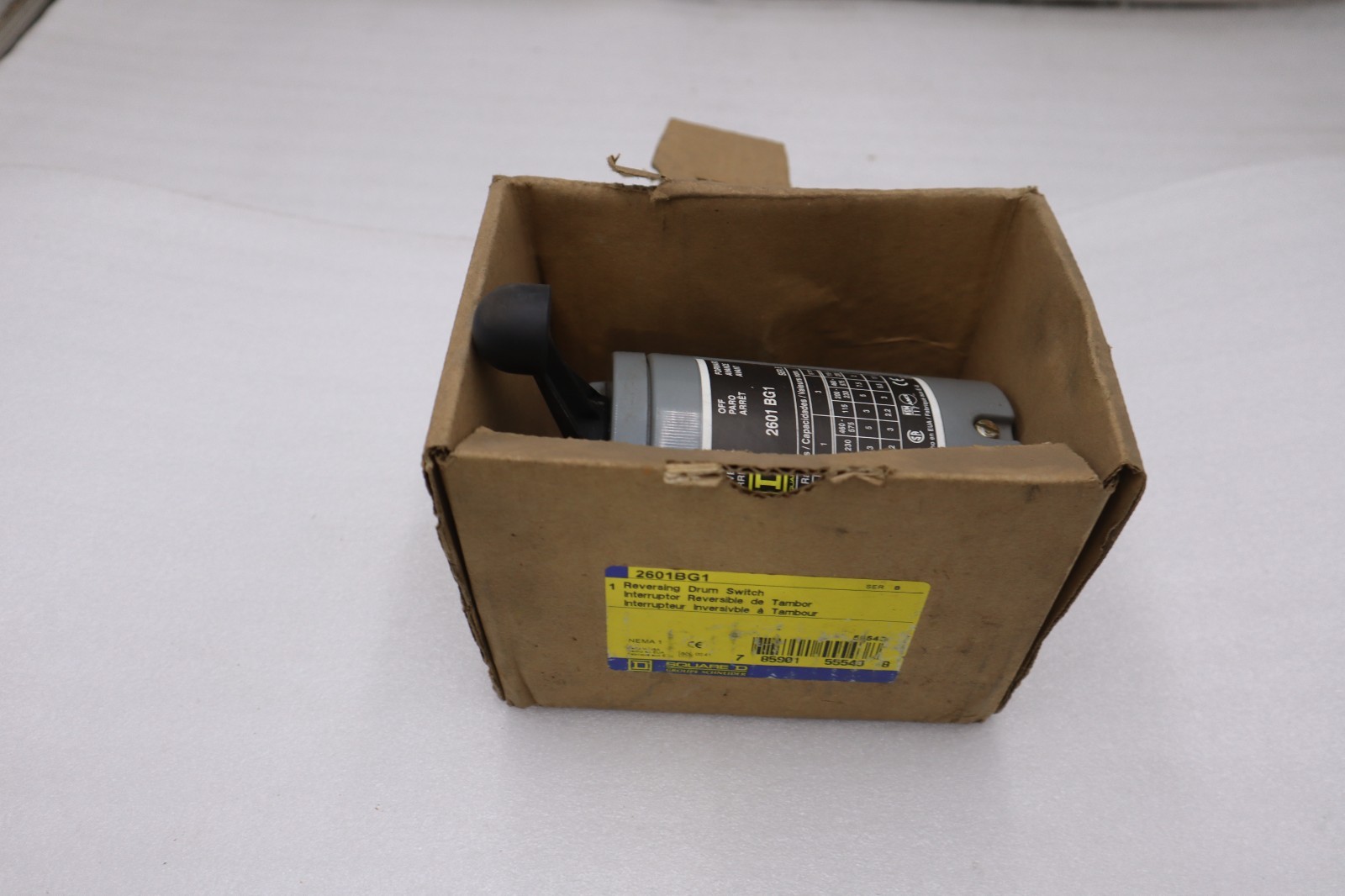 Used NEW OPEN BOX Square-D 2601BG1 Manual Reversing Drum Switch 600VAC STK GF117A