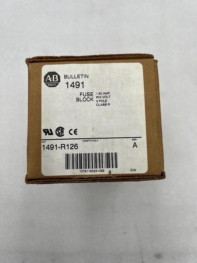 Allen Bradley 1491-R126 Fuse Block Series A 3-Pole 1-30Amp 600Volt #K-1957