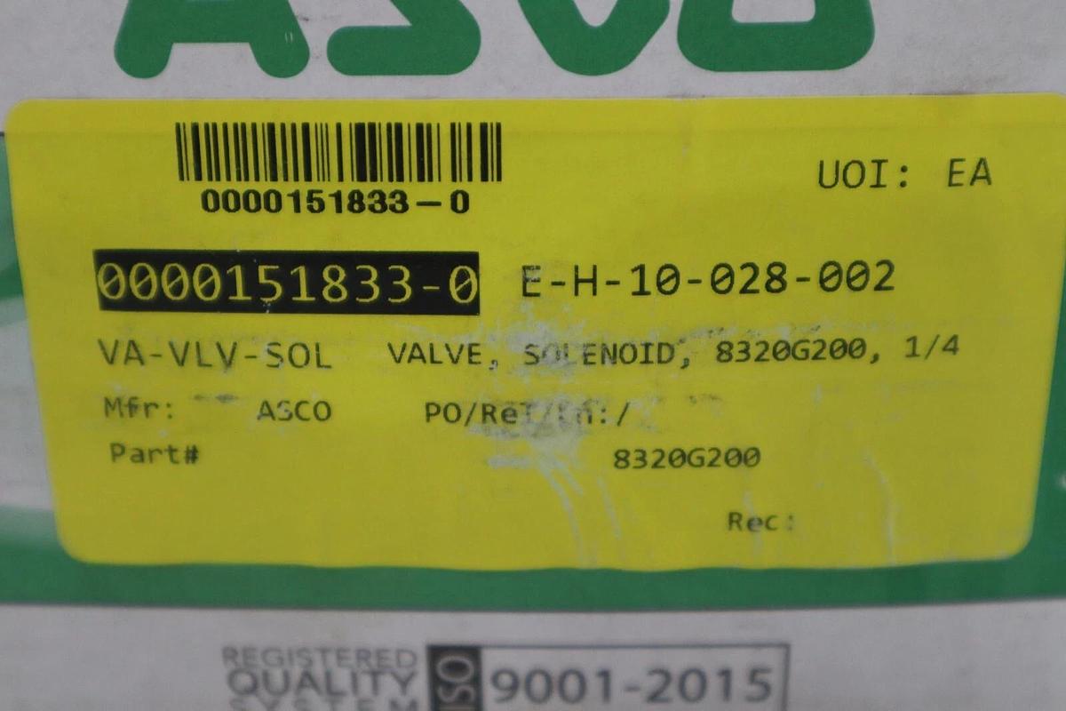 Used NEW  ASCO 8320G200 3-Way  STAINLESS SOLENOID VALVE 1/4" 120Vac STOCK G565