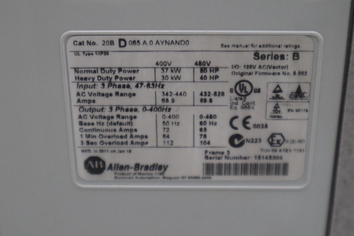 Used NEW NO BOX Allen-Bradley 20BD065A0AYNAND0 **Next Day Air Available STOCK H783