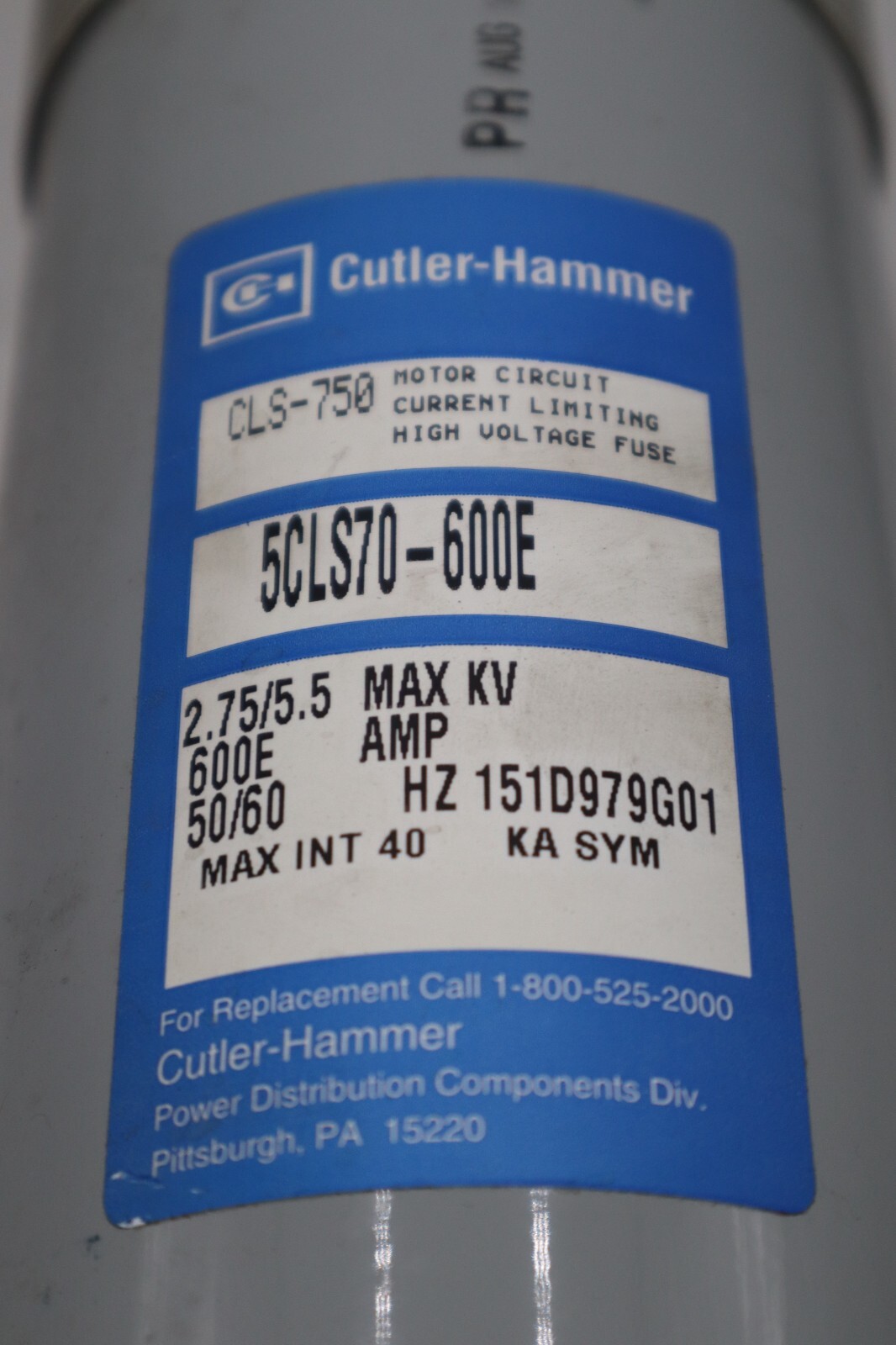 CUTLER HAMMER CLS-750 5CLS70-600E 2.75/5.5KV 600E AMP HIGH VOLTAGE FUSE #HS-12