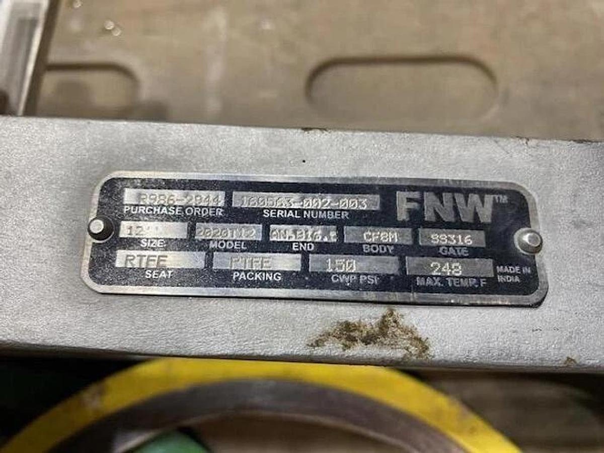 Used FNW MODEL 2020T12 SIZE 12" KNIFE GATE VALVE