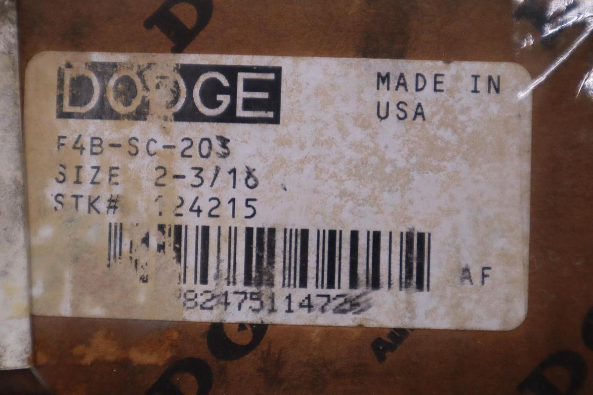 NEW DODGE 2-3/16" FOUR BOLT FLANGE BEARING F4B-SC-203 STK K3235CC
