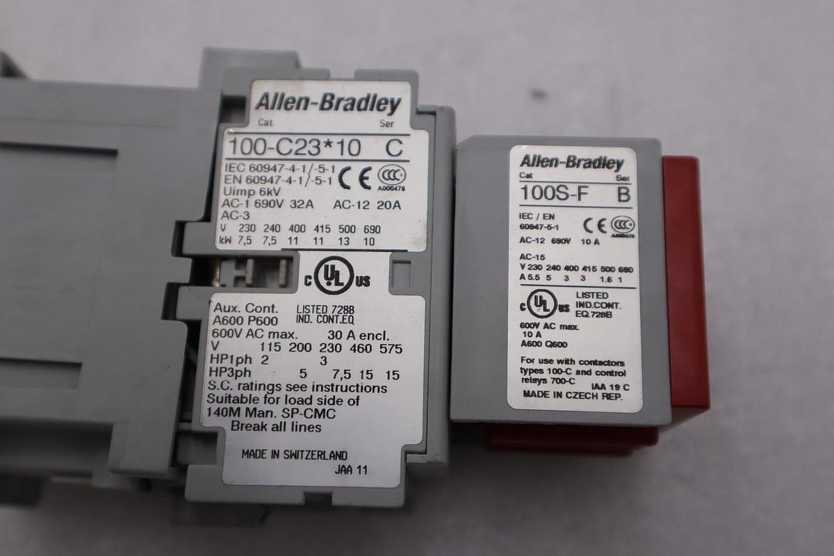 Used Allen Bradley 100-C23*10 Safety Contactor SERC INCLUDES 100-C23*10 & 100S-F NEW