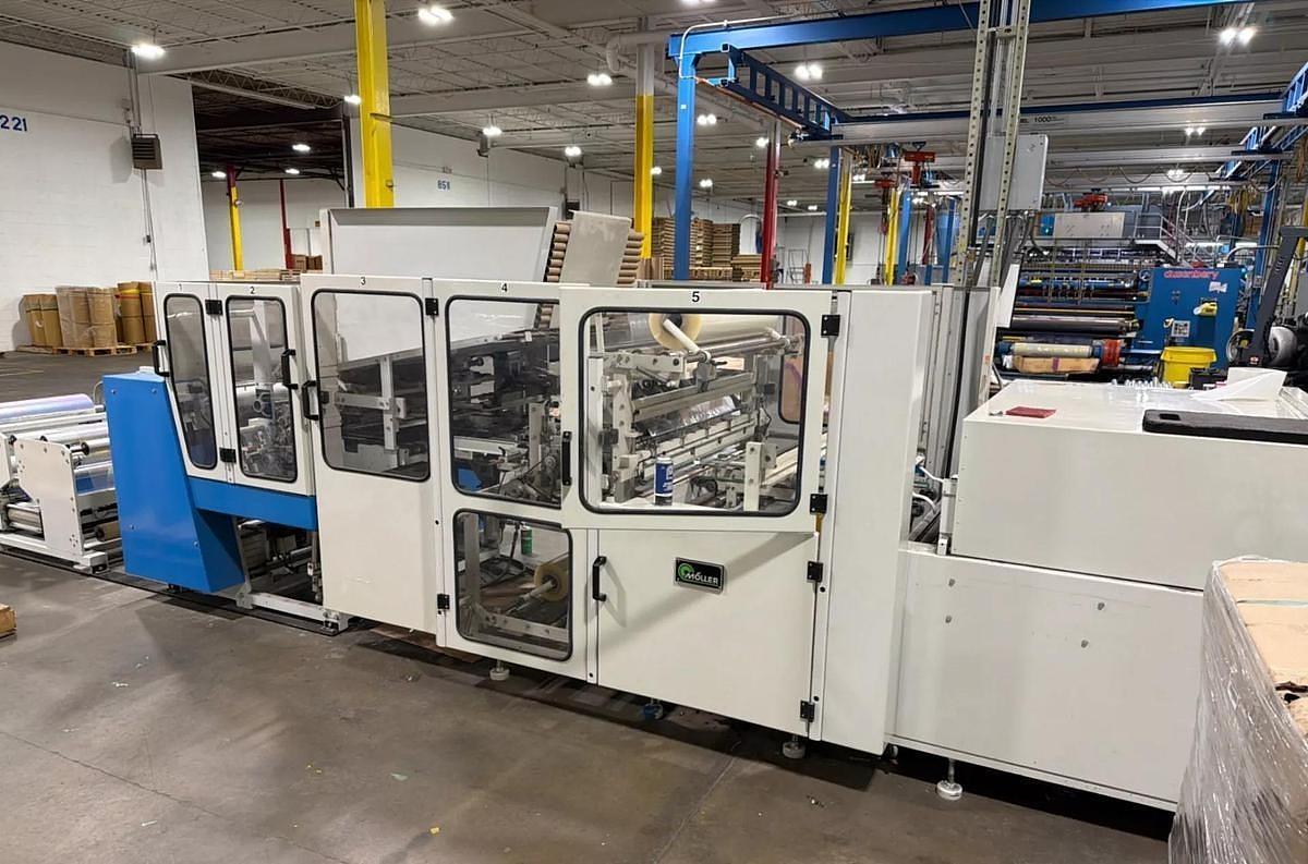 Used 40" (1000MM) MOLLER RW 1000 PLASTIC / GIFT WRAP COUNTER ROLL REWINDER LINE