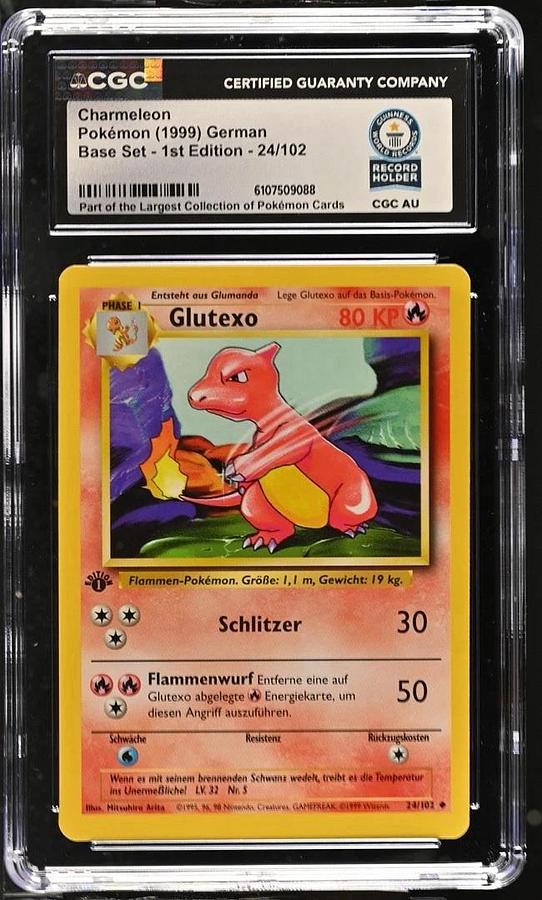 Used 1999 Pokemon GERMAN 1st Edition Base Set Glutexo-Charmeleon CGC WORLD RECORD 1/1