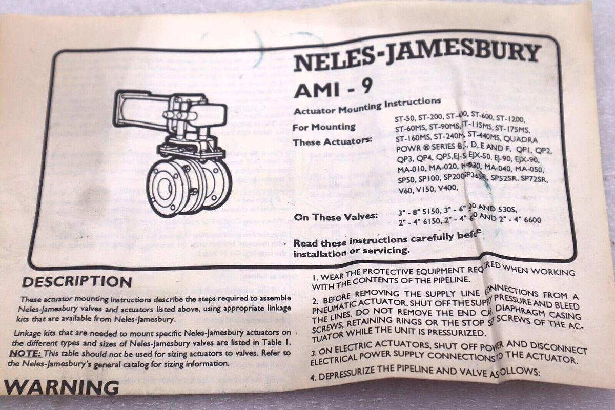 Used NELES-JAMESBURY LK-583 VALVE LINKAGE KIT STOCK #3500