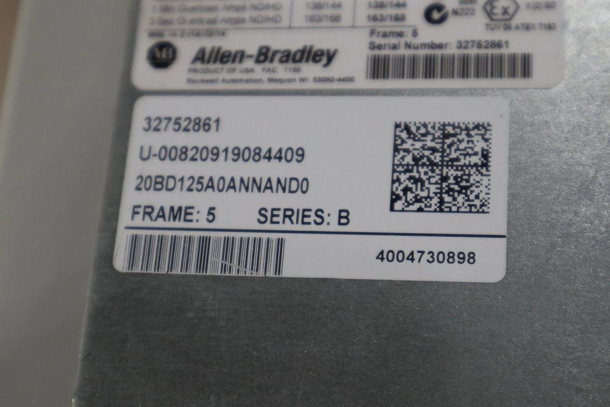 Used Allen Bradley 20BD125A0ANNAND0 Series B PowerFlex 700 AC Drive 480Vac STOCK S595