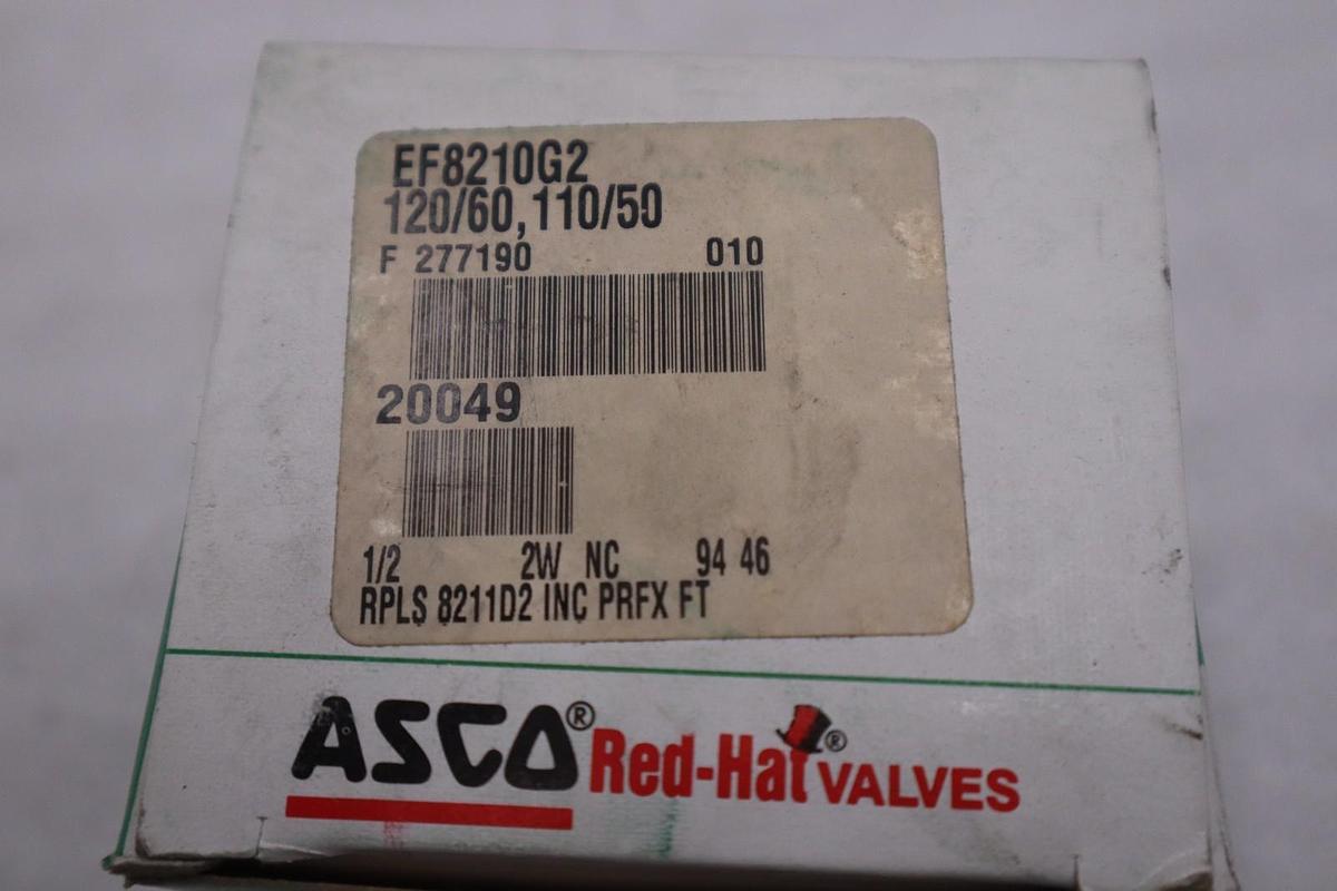 ASCO RED HAT SOLENOID VALVE 1/2" PIPE EF8210G2 120/60 110/50 NEW STOCK 1400D